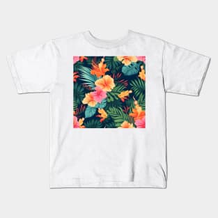 Tropical Flowers Pattern 10 Kids T-Shirt